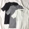 Casual short sleeve top with zipper - t-shirtWomen's fashion
