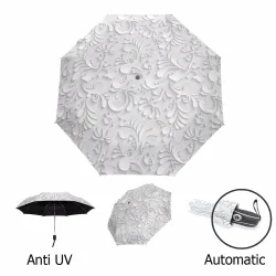 Fully automatic umbrella with 3D floral print - UV protectionOutdoor & Kamperen