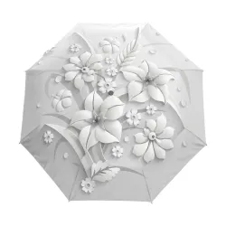 Fully automatic umbrella with 3D floral print - UV protectionOutdoor & Kamperen