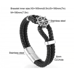 Men genuine leather magnet buckle braceletArmbanden