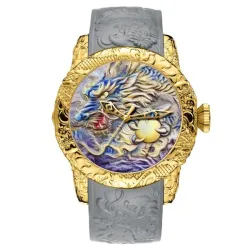 Luxury waterproof quartz watch with dragon sculptureHorloges