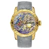 Luxury waterproof quartz watch with dragon sculptureHorloges
