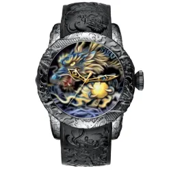 Luxury waterproof quartz watch with dragon sculptureHorloges