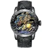 Luxury waterproof quartz watch with dragon sculptureHorloges