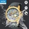 Luxury waterproof quartz watch with dragon sculptureHorloges