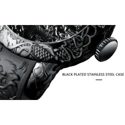 Luxury waterproof quartz watch with dragon sculptureHorloges