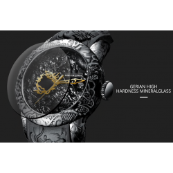 Luxury waterproof quartz watch with dragon sculptureHorloges
