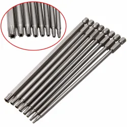 Magnetic Torx screwdriver bit set 150mm T8/T10/T15/T20/T25/T27/T30/T40 - 8 pcsBits & boren
