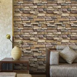 3D brick stone - rustic wallpaper - self-adhesive sticker- removableMuurstickers