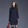 Long knitted sweater with turtleneck - winter dressPlus