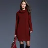 Long knitted sweater with turtleneck - winter dressPlus