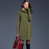 Long knitted sweater with turtleneck - winter dressPlus