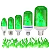 3W 5W 9W - E27 E26 E14 E12 Led 85-265V - bulb with fire effect - greenE27