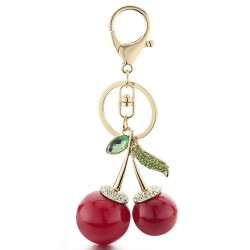 Crystal red cherries - keychainKeyrings