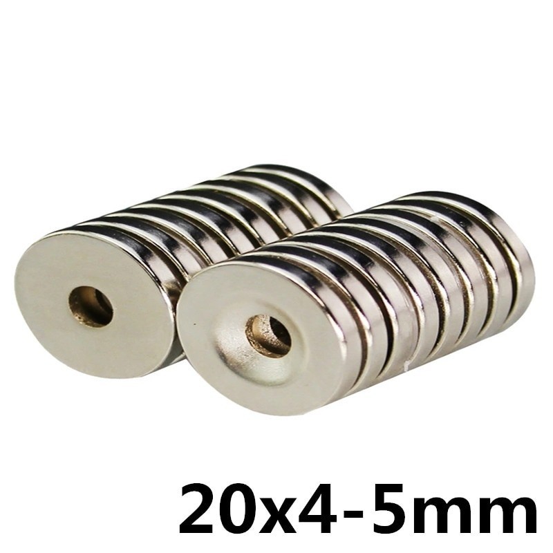 N35 neodymium cilindermagneet - super sterk - verzonken gat - 20 * 4 * 5 mm 10 stuksN35