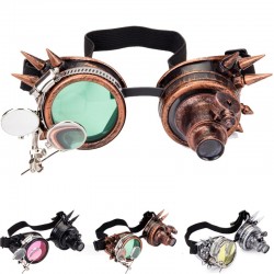 Steampunk & gothic ronde bril - vintage rivet goggle - met lichtZonnebrillen