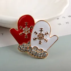 Kersthandschoenen - kristallen brocheBroches