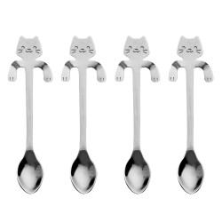 Stainless steel tea & coffee teaspoon with cat 4 piecesBestek