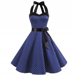 Vintage lace up dress with polka dotsJurken