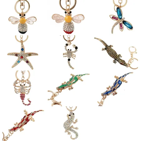Crystal crocodile & starfish & bee - keychainSleutelhangers