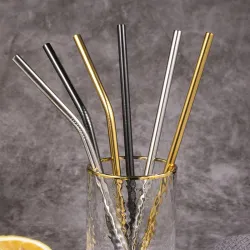Reusable - stainless steel drinking straws - set with bagBar producten