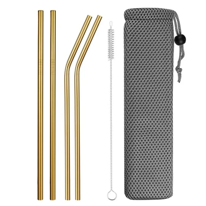 Reusable - stainless steel drinking straws - set with bagBar producten