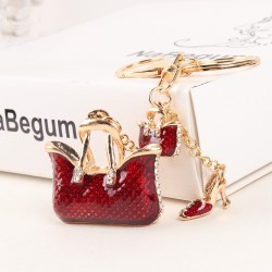 Two crystal red bags & high-heeled shoe - keychainSleutelhangers