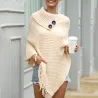 Knitted pullover with tassels - poncho with buttons - shawlHoodies & Jumpers