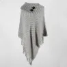 Knitted pullover with tassels - poncho with buttons - shawlHoodies & Jumpers