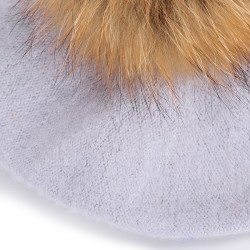 Elegant beret with fur pom-pomHats & Caps
