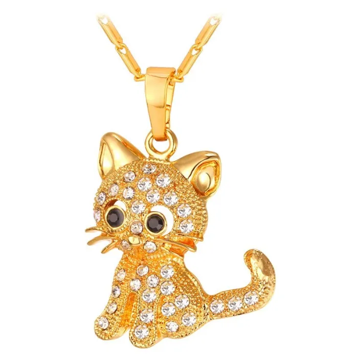 Crystal kitten - elegant necklaceHalskettingen