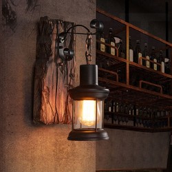 Vintage - wooden wall lamp - LED lightWandlampen