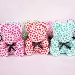 Rose bear - bear made from two-colors infinity roses with a bow - 25 cm - 35 cmValentijnsdag