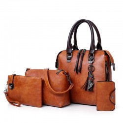 Elegant leather handbag - 4 pieces setSets