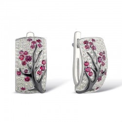 Rose flowers - luxury earrings with cubic zirconia
