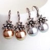 Vintage luxury earrings with crystal flower & pearlOorbellen