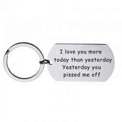 Love You More Today Than Yesterday - stainless steel keyring
