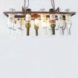 Vintage - hanging bottles holder - iron ceiling lamp - E27 LEDVerlichting